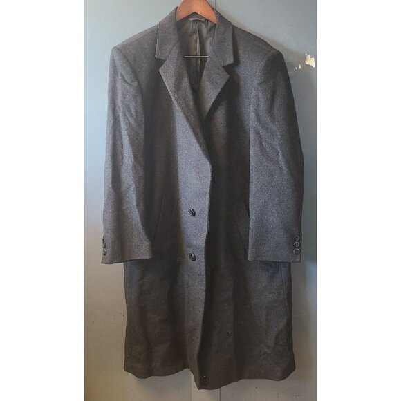 FR Tripler Co Men’s Cashmere Coat 46L Single Breasted Blend Overcoat Black - Picture 3 of 7